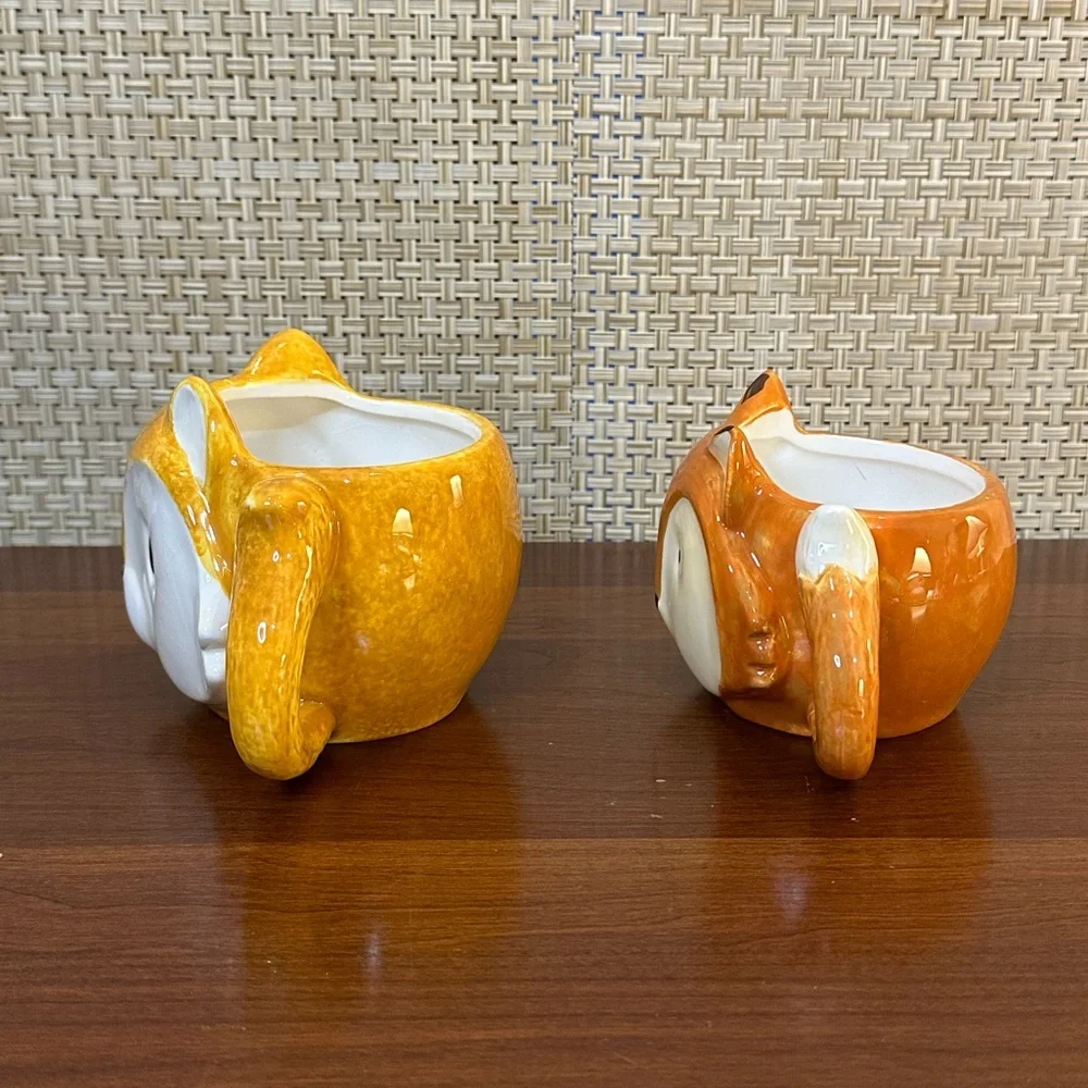 🌟HP🌟2015+Set of 2 Squirrel & Fox Mugs Glazed Ceramic Earthenware Sur La Table